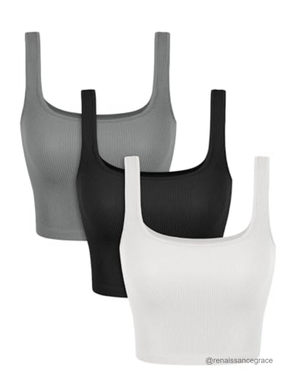 Seamless Ribbed Knit Square Neck Crop Tank Top Slim Fit Sleeveless